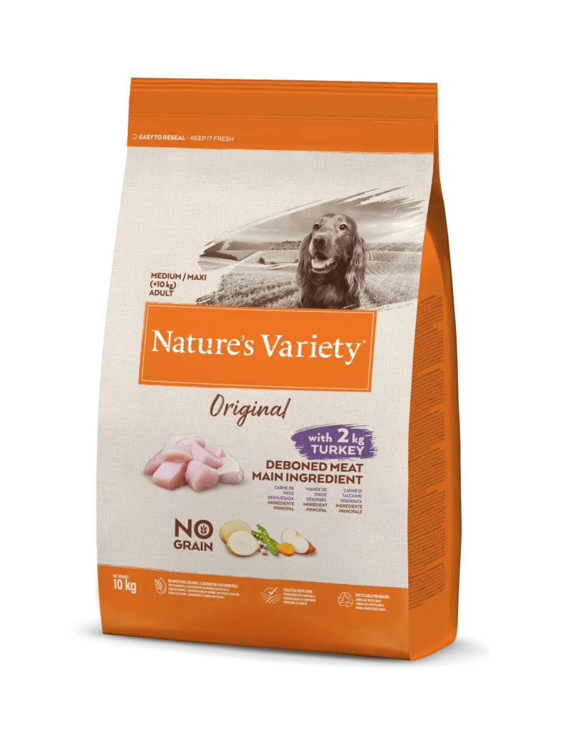 Nature's Variety Original adulto medium/maxi pavo sin cereales 10 kg.